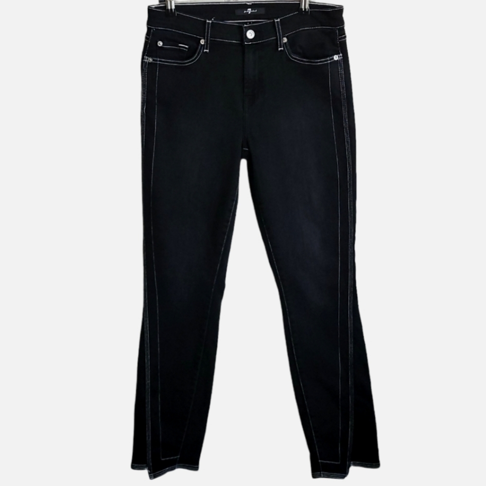 7 for All Mankind black ankle super skinny crop jeans 28 - Picture 6 of 15